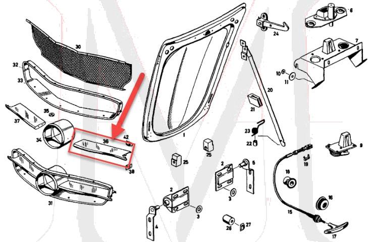 190SL GRILLE WING - LEFT NOT PLATED
