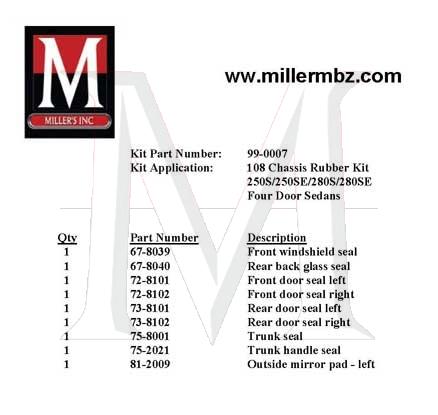 108 CHASSIS RUBBER KIT