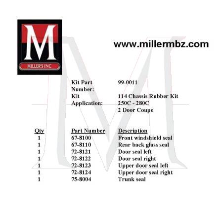 114 CHASSIS COUPE RUBBER KIT